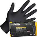 SAS 10 Pack 66519 Raven 7 mil Black Nitrile Disposable Gloves - X-Large (100 Gloves per Box)