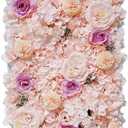 Artificial Flower Wall Panel for Wedding Decoration, 40x60 cm Silk Rose and Hydrangea Floral Backdrop, White/Pink/Burgundy/Rose Red, Indoor & Outdoor Use