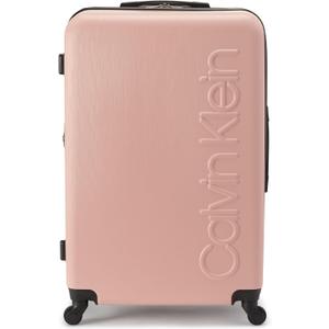 Calvin Klein Women's Hard Side Upright Luggage Spinner Light Weight Suitcase, Mellow Rose, Large