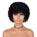Afro Wig Short Curly Wigs Synthetic Hair Wigs for Black Women, Short Afro Wigs with Bangs Natural Curly Cosplay Party Daily Use (Black)