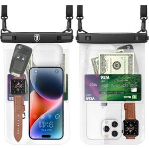 NJJEX [Up to 10" Large Waterproof Phone Pouch Bag - 2 Pack Waterproof Phone Case Dry Bag for Samsung Galaxy S25 Ultra S24 S23 S22 S21 S20 A14 A15 A35 A16 A36 iPhone 16 Pro Max 16E 15 14 13 12 11 Xr X