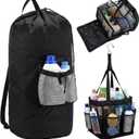 2 Pcs Black Backpack Laundry Bag and Caddy Portable Set Dorm Room Laundry Backpack Shower Caddy Basket Hooks for College Dorm Room Travel Laundromat Apartment