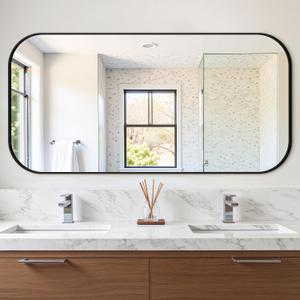 Bathroom Mirror for Wall, Large Bathroom Vanity Mirror for Over Sink 30 x 60, Black HD Reflection Shatterproof Mirror for Living Room Bedroom Entryway, Metal Frame Rectangular Shape
