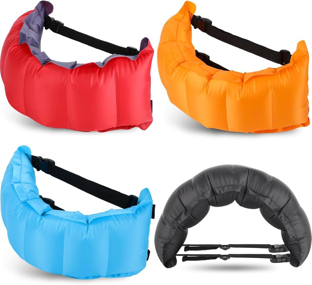 Lewtemi Inflatable Swim Belt Pool Flotation Portable Waist Floatation Aid for Adults Adjustable Portable Swim Training Flotation Belt with Buckle and Rope for Swimming Beginners (Pack of 4, Colorful)