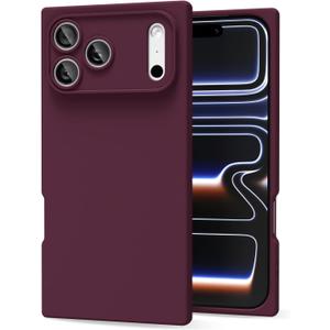 oakxco for iPhone 17 Pro Max Case Silicone Rectangle Edge Corner, Y2k Soft Rubber Gel Cute Phone Case for Women, Girly Aesthetic Trendy Unique Design with Camera Cover, Burgundy Wine