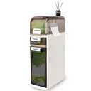 PULNDA 3-Tiers Slim Narrow Bathroom Storage Cabinet with Drawers, Waterproof Skinny Bathroom Storage Floor Cabinet with Tissue Box and Wheels for Small Spaces