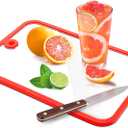 Glass Cutting Board,Glass Cutting Boards for Kitchen Counter,Clear Tempered Chopping Board Set with Non-Slip Silicone Edge,Hanging Hole,Dishwasher Safe,Heat Proof,Shatter Proof