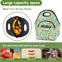 Neoprene Lunch Bag, Reusable Insulated Tote (9 Qt), Easy to Clean Inside & Out for Lasting Freshness, Odor-Free for Men & Women 13.4 * 13.4 In (Medium, Green Flowers)