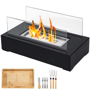 Tabletop Fire Pit with Smores Maker Kit Portable Indoor/Outdoor Mini Small Fireplace Table Top Decor Home Patio Balcony Backyard Gifts for Women Mom Her Wedding Mothers Day Housewarming Birthday Gift
