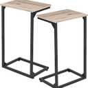 AMHANCIBLE C Shaped End Tables Set of 2, Couch Side Tables That Slide Under, TV Trays for Living Room, Bedroom, Small Space, Sofa, Grey HET02BGY (Greige)
