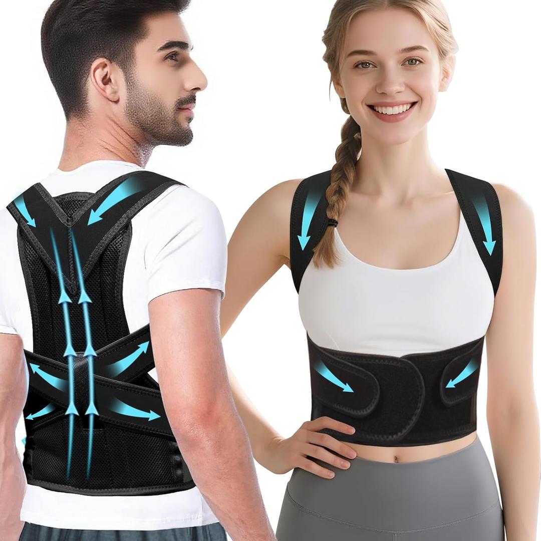 Back Brace Posture Corrector, Adjustable Support Device for Men and Women, Back Pain Relief and Lumbar Support (S. 26-32.3 in)