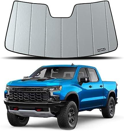Pigenius Windshield Sun Shade for Chevrolet Silverado/GMC Sierra 1500(2019-2025),Silverado/Sierra 2500 HD,3500 HD(2020-2025),Deluxe Front Windshield Sunshade,6 Layers Sun Shield,Accordion Fold