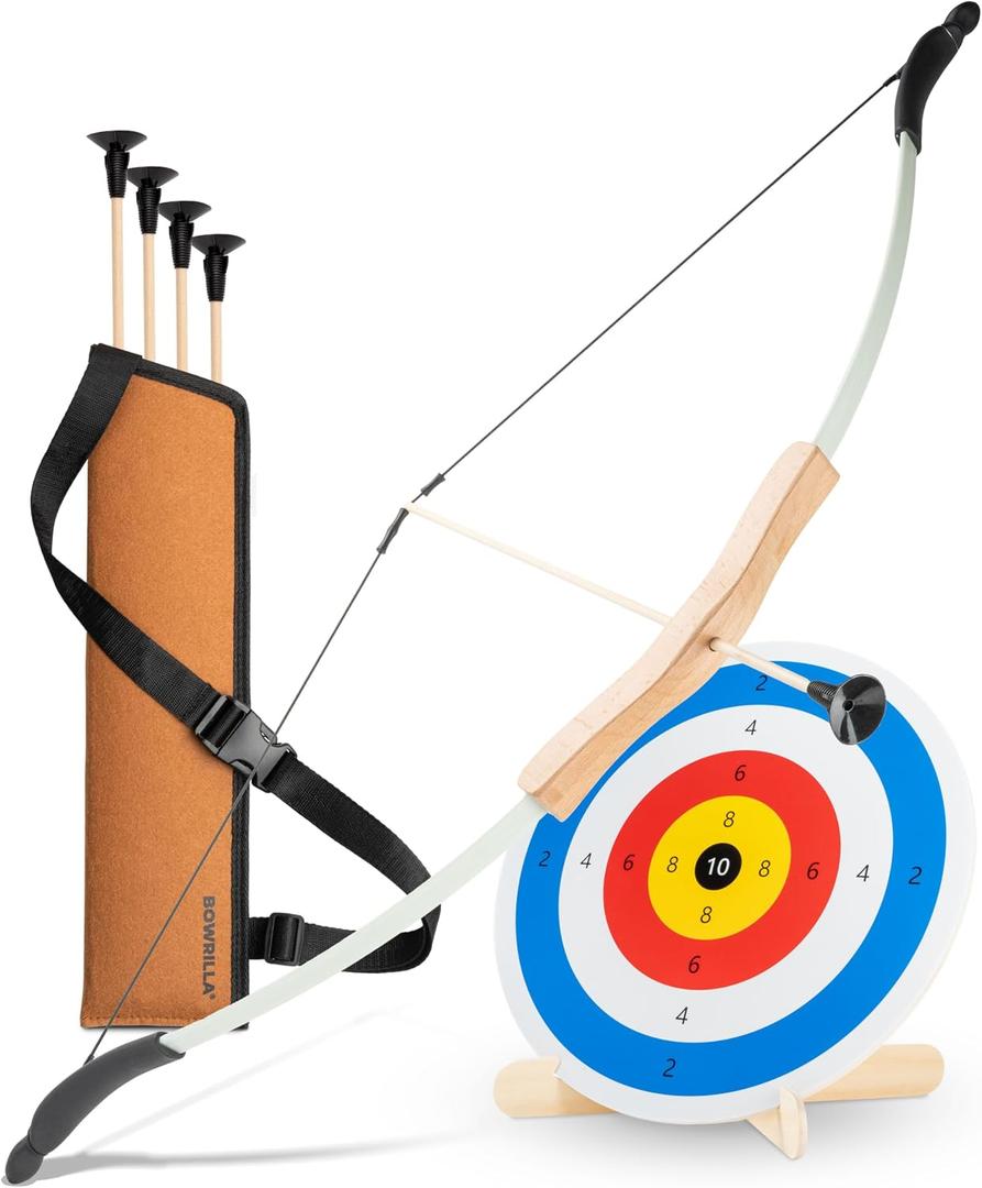 BOWRILLA® Kids Bow and Arrow Set with Suction Cup Arrows & Target – Archery Set for Kids Indoor & Outdoor – Bow and Arrow for Kids Ages 4-12