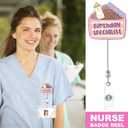 Badge Reel Holder Retractable with ID Clip, Nurse Badge Reel for Lab Techs, Nurses, Medical Assistants, Nursing Assistants, Lab Week Gift,LPN,L&D Funny Accessories (Birthday Specialist)