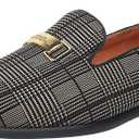 ELANROMAN Men's Dress Loafers Leather Lined Formal Shoes (12, Buckle Brown)