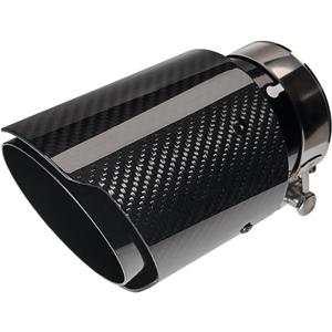 3-Inch Inlet 4-Inch Outlet Car Exhaust Tips Fit for 75-77 mm OD Carbon Fiber Tailpipe Exhaust Pipe Tail Need Height>2.2Inch Widht>4.4 Inch (Glossy Black)