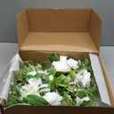 Ling's moment Green White Artificial Flowers with Vase Wedding Table Decor Bouquet Centerpiece Flower Potted for Ceremony Reception Desk Flowers Mantel Archway Aisle, Set of 2