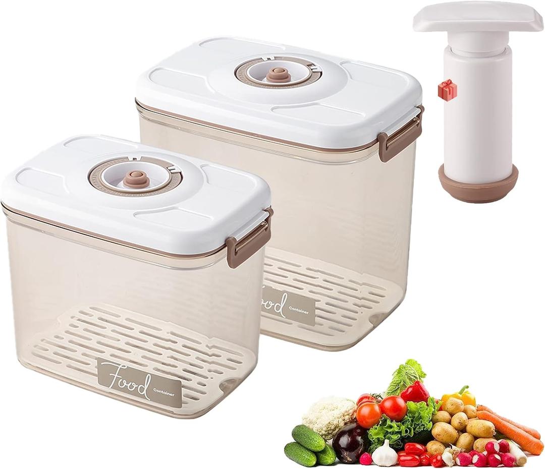 Vacuum Seal Containers - Marinade and Keep Food Fresh with Time Dial, BPA Free, Drainer, Microwave Friendly - 2 Piece Set (11.5Cups+19.5Cups)