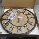 Maxstar Large Wall Clock for Living Room,Metal & Wood Silent Rustic Farmhouse with Arabic Numeral, Battery Operated Wall Clocks Decorative for Bedroom Office Home Decor 24inch Black