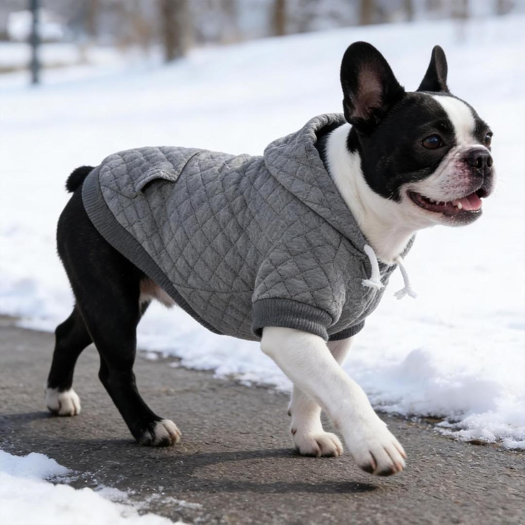 KOOLTAIL Dog Hoodie for Small Medium Large Dogs, Ultra-Warm & Soft Winter Fall Fleece Dog Hooded Sweatshirt Clothes Sweater, Lightweight Pullover Coat for Boy Girl Bulldog Pitbull Puppy Cats,Gray M