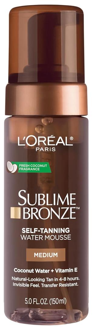 L'Oreal Paris Sublime Bronze Self Tanning Water Mousse, Streak-Free Natural Looking Tan, 5 fl. Oz