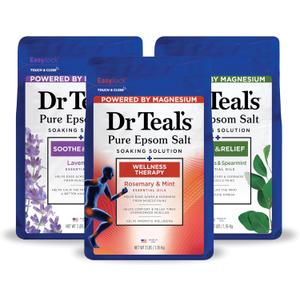 Dr Teal's Pure Epsom Salt, Lavender, Eucalyptus & Wellness Trio Bundle, 3 lbs (Pack of 3)