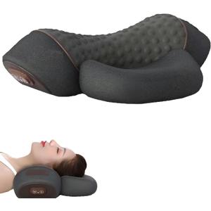 3-in-1 Heated Neck Massage Pillow | Memory Foam Cervical Support | Relaxation Pillow for Home & Office (Black)