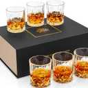 KANARS Whiskey Glasses Set of 6 with Elegant Gift Box,10 Oz Premium Old Fashioned Crystal Glass Tumbler for Liquor, Scotch, Cocktail or Bourbon Drinking, Gifts for Birthday Thanksgiving Christmas