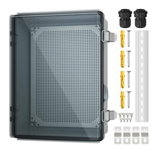 Joinfworld Electrical Box Weatherproof Plastic Junction Box 15.7x11.8x7.1 Outdoor WiFi Nema 4 Enclosure Clear Cover for Electric Connection Exterior Project