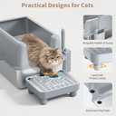 PereHome Stainless Steel Cat Litter Box with lid, Extra Large Metal Litter Box for Big Cats XL High-Sided Steel Litter Pan with Anti-Leakage Design, Odorless, Easy Clean, Includes Scoop (Gray)