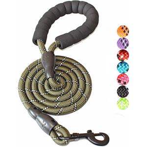 BAAPET 2/4/5/6 FT Dog Leash with Comfortable Padded Handle and Highly Reflective Threads for Small Medium and Large Dogs (5FT-1/2'', Olive Green) (1/2'' x 5 FT (18~120 lbs.))