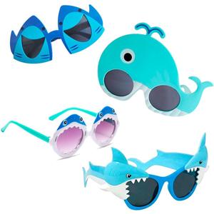 Shark Sunglasses Eyeglasses Glasses Funny Unique Novelty Costume Sunglasses for Boys Girls Adults Mens Womens Ocean Theme Party Decoration Photo Props Toys 4 Pairs