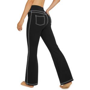 G4Free Bootcut Yoga Pants with 4 Pockets Flare Leggings for Women High Waisted Casual Dress Pants (Medium, Black)