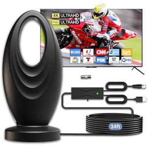 2025 TV Antenna for Smart TV and Old TV, 2800+ Miles Range HD Digital TV Antenna Indoor with 360° Signal Strongest Booster, Supports Local Channels 1080P 4K Reception for Home, RV, Camping (34ft) 2025 TV Antenna for Smart TV and Old TV, 2800+ Miles Range HD Digital TV Antenna Indoor with 360° Signal Strongest Booster, Supports Local Channels 1080P 4K Reception for Home, RV, Camping (34ft)