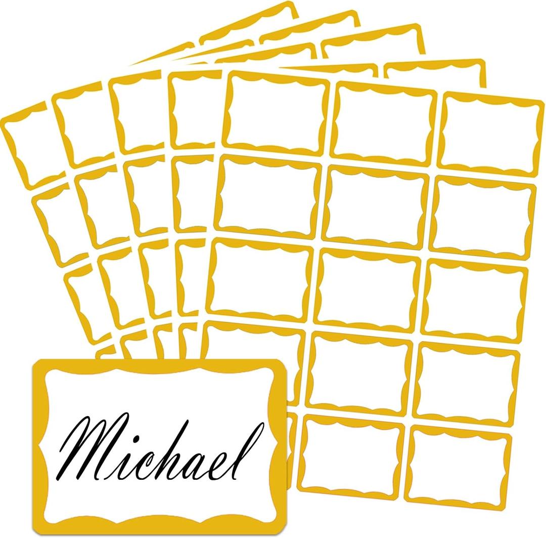 405 Pcs Gold Name Tag Stickers, 2"x 3" Adhesive Sticky Name Tags Sticker Name Badges Labels for School, Classroom, Reunion, Office, Home, Party