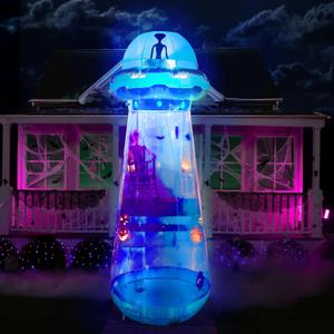 Joiedomi 12 FT Tall Halloween UFO Alien Inflatable Outdoor Decoration, Halloween Blow Ups UFO for Yard Decor with LEDs for Lawn Garden Outside Decoration