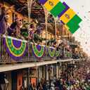 10 Pcs Mardi Gras Flag Bunting Set 4 59 x 35 Mardi Gras Flag 6 33 x 19 Bunting Happy Carnival Decoration Canvas Header and Double Stitched Fat Tuesday Flags Polyester with Brass Grommets