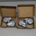 Polyurethane Swivel Threaded Stem Caster Set of 4 w/3" x 1.25" Gray Wheels and 1/2" Stems - Includes 4 with Total Lock Brakes - 1200 lbs Total Capacity - Service Caster Brand