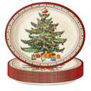 Oigco 25 Count Christmas Paper Plates, 9" x 11" Christmas Tree Disposable Heavy Duty Plates for Xmas Holiday Party Decorations