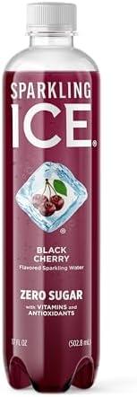 Sparkling Ice, Black Cherry Sparkling Water, Zero Sugar Flavored Water, with Antioxidants and Vitamins, 17 fl oz Bottle, Pack of 12