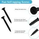 8PCS 3.80 x 0.75 Black Straight Flat Brace, Stainless Steel Sturdy Bracket, Metal Strap for Wood Furniture Chair with 32PCS Screws