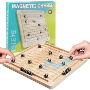 Magnet Game,Magnetic Chess Game,Table Top Magnetic Chess Fun Family Games for Kids and Adults,Magnetic Rocks Game Puzzle Toy Family Party Strategy Game for Boys and Girls, Wood
