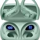 Active Noise Cancelling Ear Buds Wireless Earbuds 90 Hrs Playtime Bluetooth Headphones with Hi-Res Stereo Deep Bass Power Display Earphones with Earhooks Waterproof Transparency Headset Sports/Running, Green