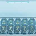Daviky Weekly Pill Organizer 2 Times a Day, 7-Day AM PM Medicine Case, Travel-Friendly Pill Box for Fish Oils, Vitamins & Supplements (Blue)