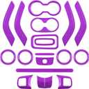 E-cowlboy 18 PCS Full Set Interior Decoration Trim Kit Steering Wheel Center Console Door Handle Air Conditioning Vent Cup Holder Gear Cover Trim for Jeep Wrangler JK JKU 2011-2018 4-Door (Purple)