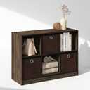 Furinno Cubic Closet Organizers and Storage, 6-Cube Closet Organizer with Bins, Open Shelf Storage, for Wardrobe, Bedroom, Living Room, Columbia Walnut