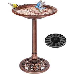 VIVOHOME Bird Bath with Solar Fountain for Outside, Polyresin Pedestal Bird Baths with Solar Powered Pump for Outdoor, Garden, Weather-Resistant Birdbaths with 20" Bowl, Bronze