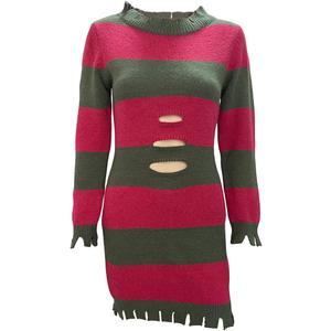 Men's Freddy Sweater Halloween Knit Striped Pullover Cosplay Costume (Small, Female)