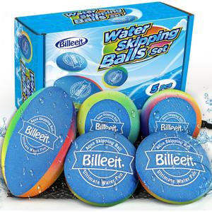 Billeeit 5Pcs Water Skipping Balls Set for Pool Play, Multi-Colored Splash Water Bouncing Balls, Fun Water Pool Beach Swim Toys & Games for Kids 3+ 4-8-12 and Adults