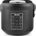 AROMA Digital Rice Cooker, Multicooker, 6-Cup (Uncooked) / 12-Cup (Cooked), Steamer, Slow Cooker, Oatmeal Cooker, Grain Cooker, Auto Keep Warm, 3 Qt, Black, ARC-966BD
